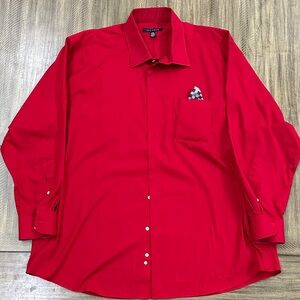 Classic Red Dress Shirt for Men with Pocket Square